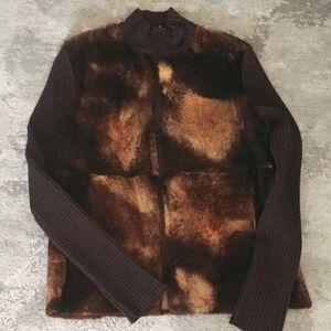 LIL POUR L'AUTRE RABBIT FUR ZIPPER JACKET, SHADES BROWN, EU 40=MEDIUM